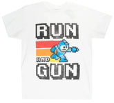 Mega Man Run and Gun Retro White T-Shirt for Gamers